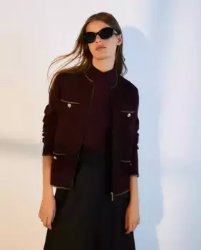 Короткая женская вязаная куртка на молнии Woman El Corte Ingls, цвет 291 Berenjena