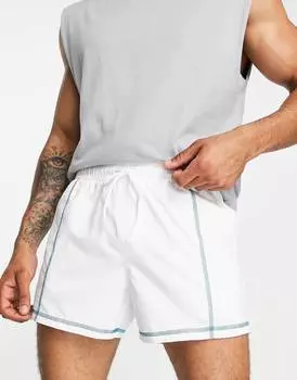 Короткие белые плавки ASOS DESIGN с контрастной отстрочкой