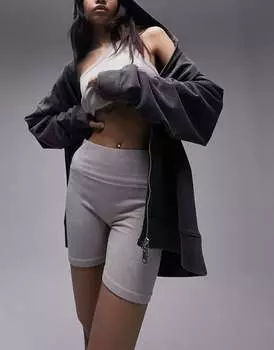 Короткие бесшовные леггинсы в рубчик Topshop овсяного мергеля