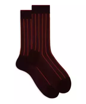 Короткие бордовые мужские носки из хлопка в рубчик. Gallo, мультиколор
