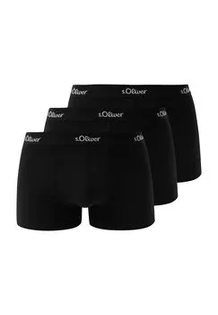 Короткие боксеры Hipster, 3 шт., мужские на поясе с логотипом s.Oliver, черный