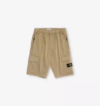 Короткие брюки Brand-Patch из эластичного хлопка с несколькими карманами 14 лет Stone Island, цвет deserto