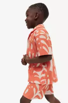 Короткие брюки из махровой ткани с рисунком и резинкой H&M, оранжевый