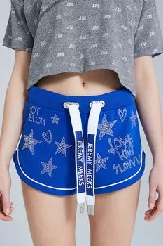 Короткие брюки с декоративными камнями Jeremy Meeks, синий