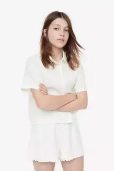 Короткие брюки с талией из бумажного пакета H&M, белый