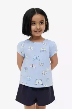 Короткие брюки с талией из бумажного пакета H&M, синий