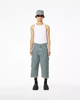 Короткие джинсовые шорты с вымытым монограммой большого размера Marc Jacobs, цвет Sun Faded Denim