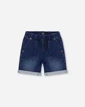 Короткие джинсы из французского терри темно-синего денима Deux par Deux