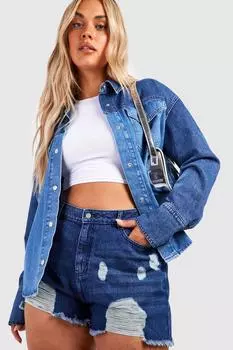 Короткие джинсы plus indigo Boohoo, индиго