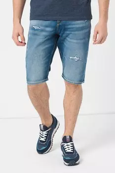 Короткие джинсы с потертым эффектом Jack & Jones, синий