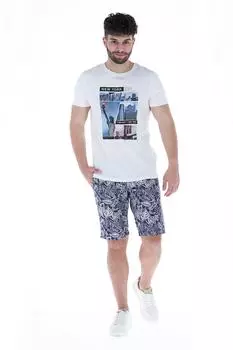 Короткие хлопковые брюки с узорами Timeout, белый