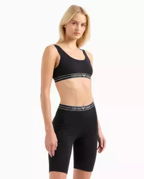 Короткие хлопковые леггинсы Emporio Armani, черный