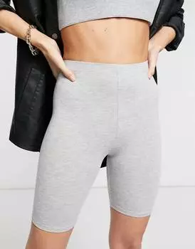 Короткие хлопковые леггинсы серого меланжевого цвета ASOS DESIGN