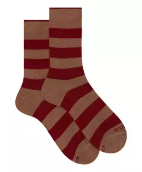 Короткие хлопковые носки в коричневую полоску Gallo, мультиколор