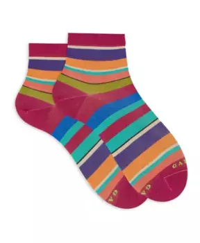 Короткие хлопковые носки в полоску фуксии Gallo, мультиколор