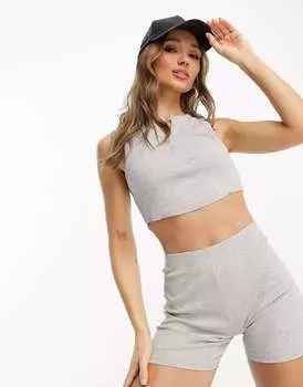 Короткие комбинезонные леггинсы в рубчик ASOS серого цвета
