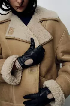 Короткие комбинированные перчатки ZARA, черный