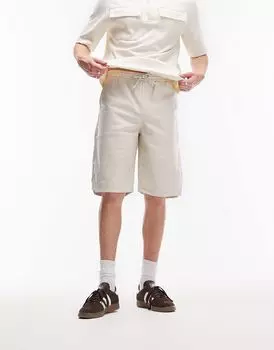 Короткие кожаные удлиненные шорты Topman