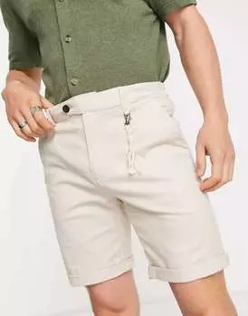 Короткие льняные чиносы Jack & Jones Intelligence с камнем