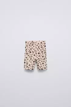 Короткие леггинсы с животным принтом ZARA, экрю