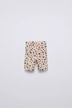 Короткие леггинсы с животным принтом ZARA, экрю