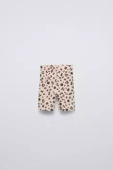 Короткие леггинсы с животным принтом ZARA, экрю