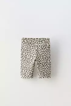 Короткие леггинсы с животным принтом ZARA, цвет leopard