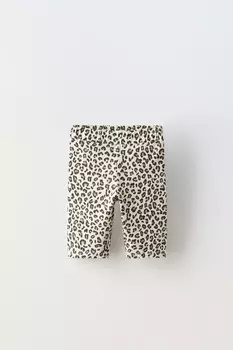 Короткие леггинсы с животным принтом ZARA, цвет leopard