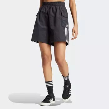Короткие летние светящиеся брюки-карго с 3 полосками adidas Originals, цвет Black