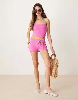 Короткие махровые шорты ASOS DESIGN розового цвета