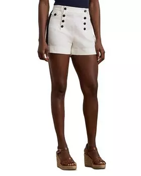Короткие матросские шорты из хлопчатобумажной ткани с боковыми полосками Ralph Lauren, белый