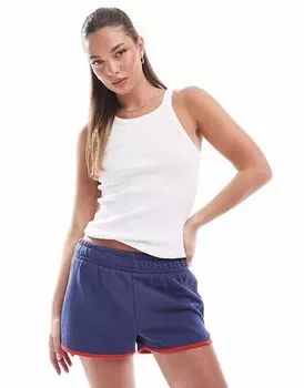 Короткие мини-шорты из хлопка с подолом «дельфин» в цвете «оксфорд-синий» Cotton:On