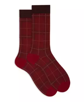 Короткие мужские носки в клетку «тартан» Gallo, красный