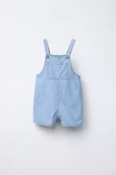 Короткие ниспадающие джинсовые спортивные шорты ZARA, светло-синий