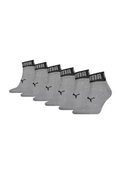 Короткие носки, 6 шт., логотип, плоский носок PUMA, серый
