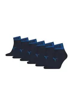 Короткие носки, 6 шт., логотип, плоский носок PUMA, синий