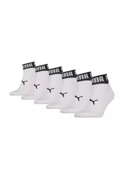 Короткие носки, 6 шт., логотип, плоский носок PUMA, белый