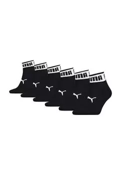 Короткие носки, 6 шт., логотип, плоский носок PUMA, черный