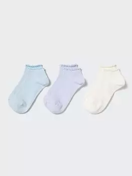 Короткие носки для девочек, 3 пары Uniqlo, цвет 60 синий