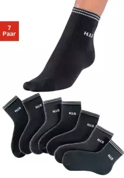 Короткие носки H.I.S (упаковка, 7 пар), с цельной махровой тканью, черный