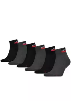 Короткие носки Levi's (6 шт. в упаковке) с широким поясом с логотипом, черный