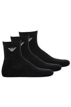 Короткие носки с логотипом, 3 пары Emporio Armani, черный