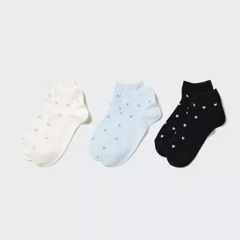 Короткие носки с принтом для девочек (3 пары) UNIQLO, лиловый