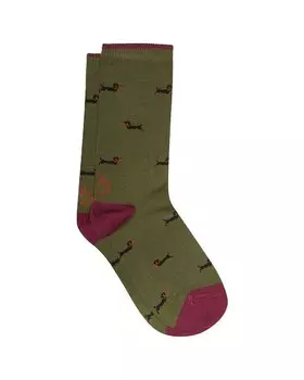 Короткие носки с принтом «Такса» и простой пяткой и носком Kiff-Kiff, зеленый