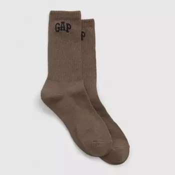 Короткие носки с жаккардовым логотипом Gap, коричневый