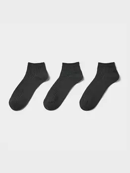 Короткие носки в рубчик, 3 пары Uniqlo, черный