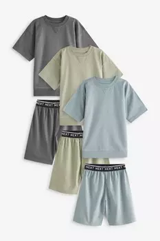 Короткие пижамы из 100% хлопка, 3 шт в упаковке (3 16 лет) Next, зеленый
