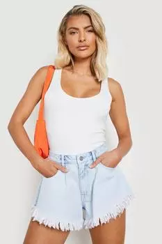 Короткие плавающие джинсы с высокой посадкой Boohoo, синий