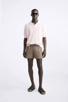 Короткие плавки на пуговицах ZARA, коричневый