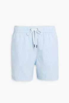 Короткие плавки-шорты Charles из жатого хлопка в полоску ONIA, синий